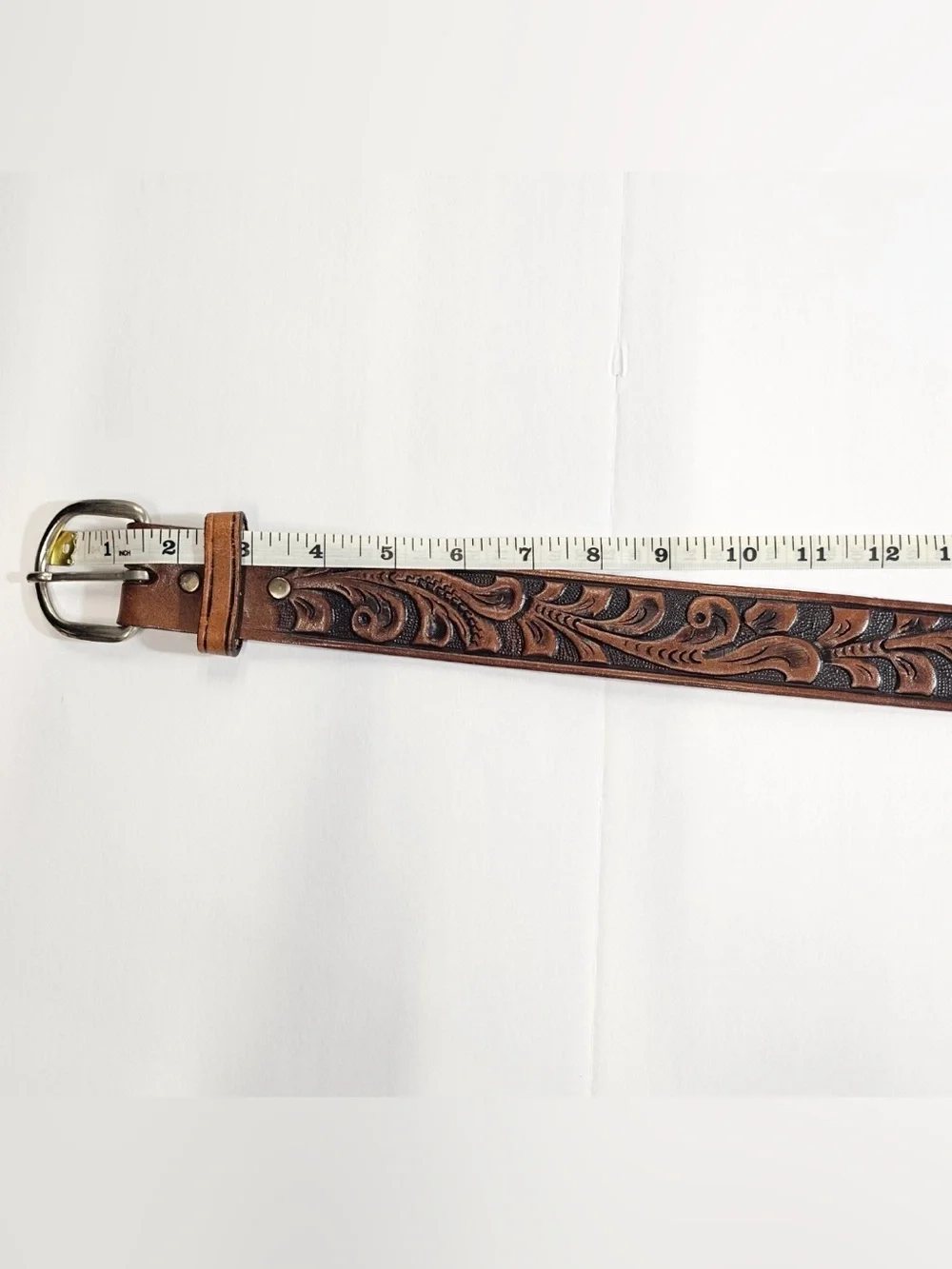 Vintage Rockmount Ranch Wear Mens Hand Tooled Leather Belt 32 Western Rodeo Boho